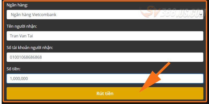 Cách rút tiền SV388 về ngân hàng